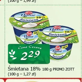 Śmietana 18% Primo Zott promocja w CEZAR Delikatesy
