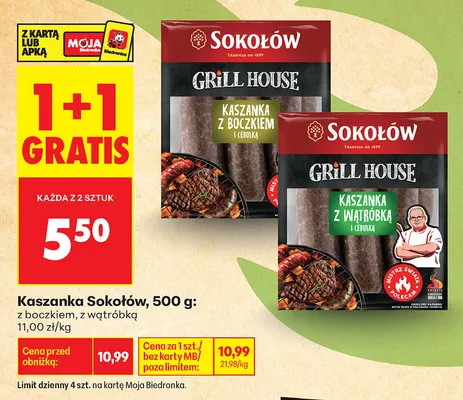 Kaszanka z boczkiem Sokołów promocja w Biedronka
