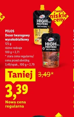 Deser twarogowy wysokobiałkowy Pilos promocja w Lidl