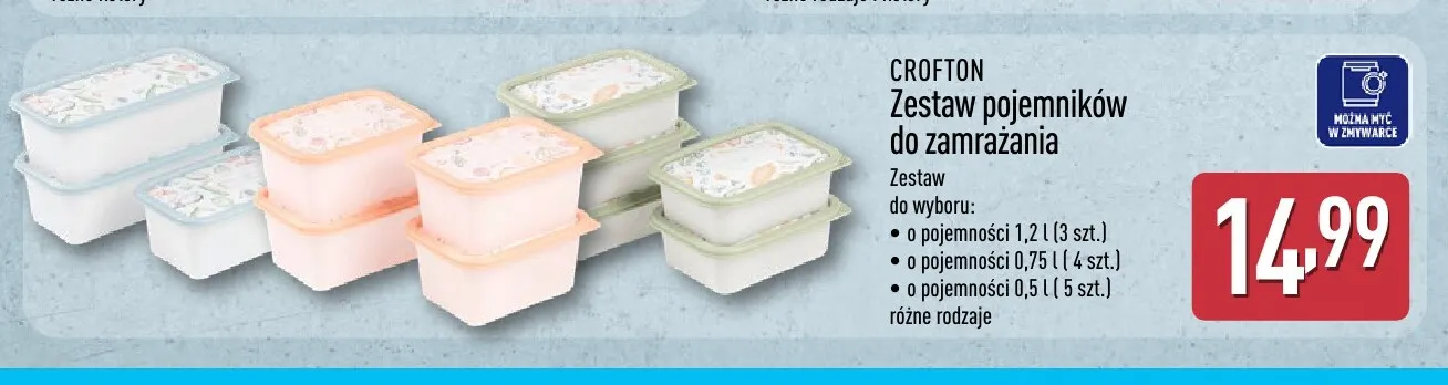 Zestaw pojemników do zamrażania 0,5 l 5-pak Crofton promocja w Aldi