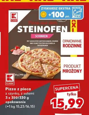 Pizza z pieca z szynką K-Classic 3-pak promocja w Kaufland