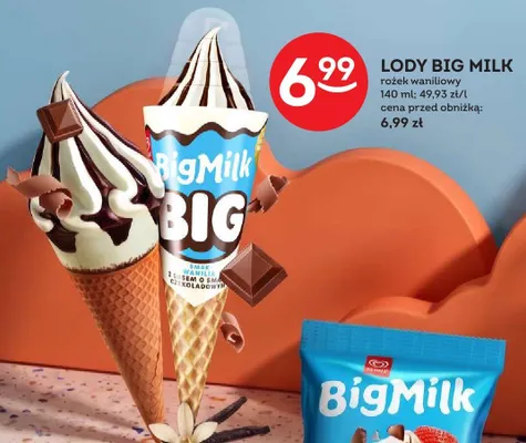 Lody Big Milk rożek waniliowy promocja w Żabka
