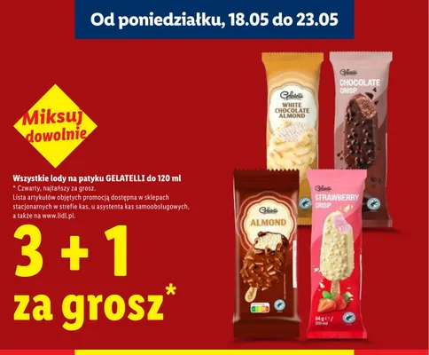 Lody na patyku GELATELLI promocja w Lidl