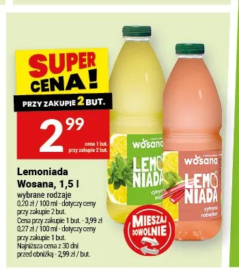 Lemoniada cytryna mięta Wosana promocja w Twój Market