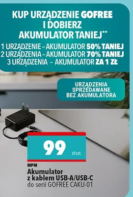 Akumulator z kablem USB-A/USB-C do serii GOFREE CAKU-01 promocja w Biedronka