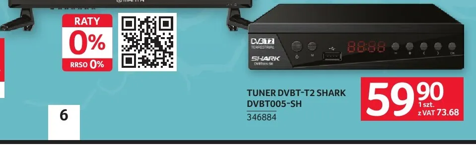 Tuner DVBT-T2 Shark DVBT005-SH promocja w Selgros