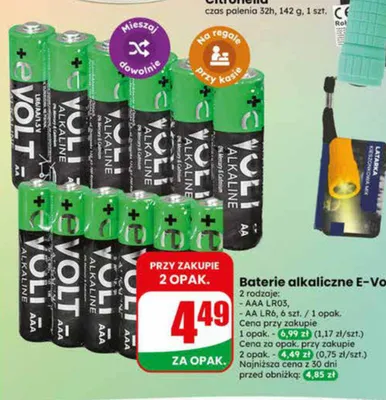 Baterie alkaliczne E-Volt AA LR6 6-pak promocja w Dino