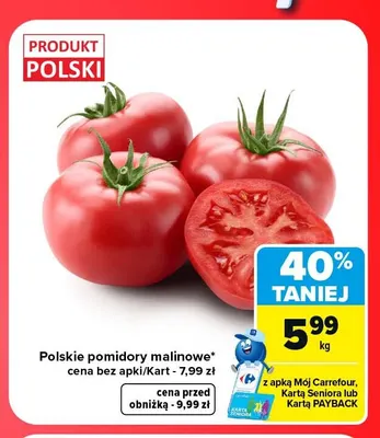 Polskie pomidory malinowe promocja w Carrefour