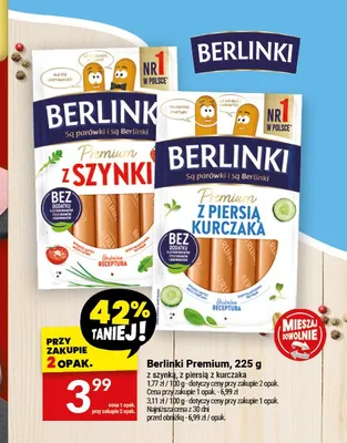 Parówki Berlinki Premium z piersi kurczaka promocja w Twój Market