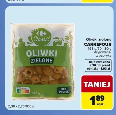 Oliwki zielone z papryką Carrefour Classic promocja w Carrefour Market