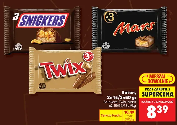 Baton Snickers 3-pak promocja w Biedronka