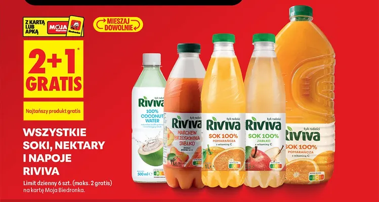 Sok 100% Pomarańcza Riviva promocja w Biedronka