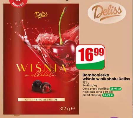 Bombonierka wiśnia w alkoholu Deliss promocja w Dino