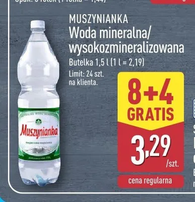 Woda mineralna wysokozmineralizowana Muszynianka promocja w Aldi