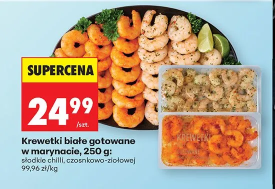 Krewetki białe gotowane w marynacie słodkie chilli promocja w Biedronka