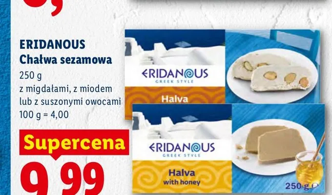 Chałwa sezamowa z miodem Eridanous promocja w Lidl