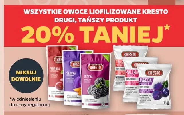 Owoce liofilizowane Kresto promocja w Netto