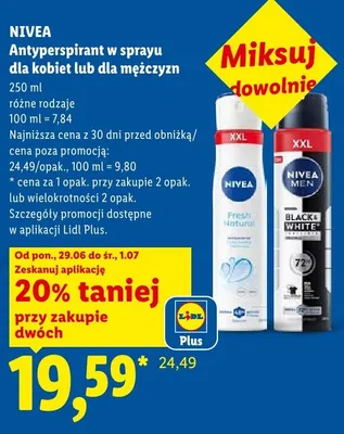 Antyperspirant w sprayu dla kobiet Nivea Fresh Natural XXL promocja w Lidl