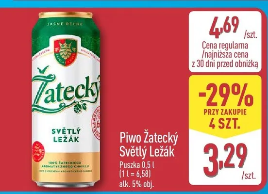 Piwo Żatecký Světlý Ležák promocja w Aldi