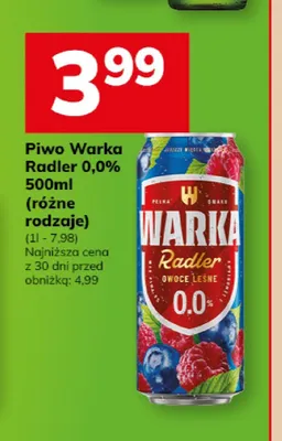 Piwo bezalkoholowe Warka Radler Owoce Leśne promocja w Hitpol