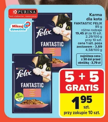 Karma dla kota Felix Fantastic z wołowiną promocja w Carrefour Market