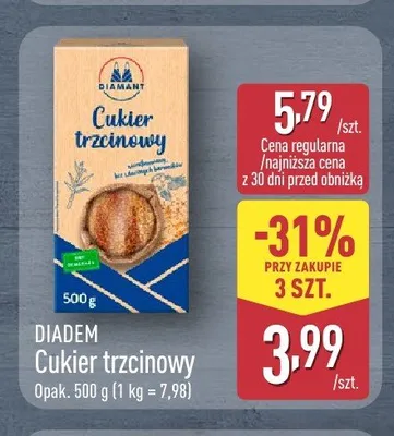 Cukier trzcinowy Diadem promocja w Aldi