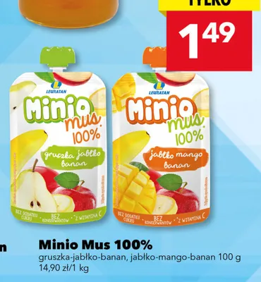 Minio Mus 100% gruszka-jabłko-banan promocja w LEWIATAN