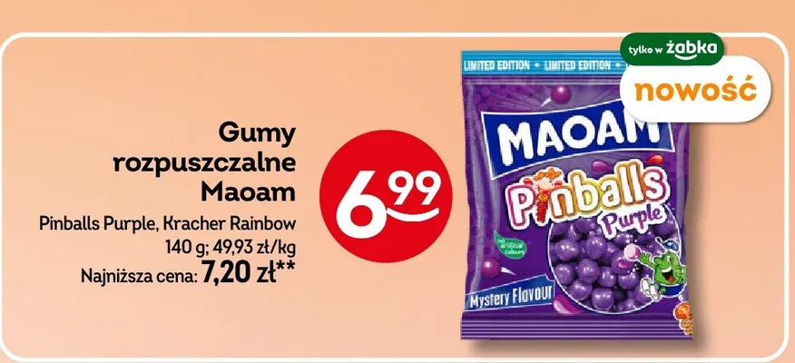 Gumy rozpuszczalne Maoam Pinballs Purple promocja w Żabka