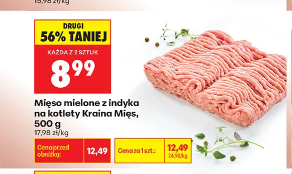 Mięso mielone z indyka na kotlety Kraina Mięs promocja w Biedronka