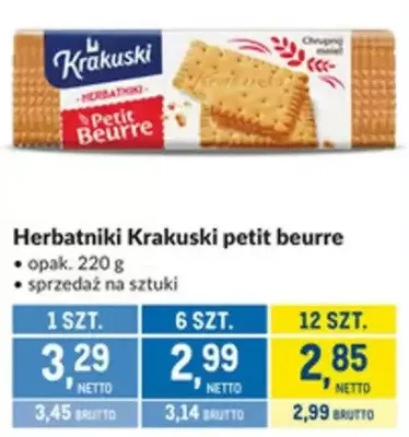 Herbatniki Krakuski petit beurre promocja w Makro