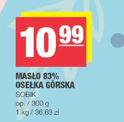 Masło 83% osełka górska promocja w SPAR