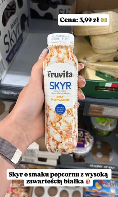 Jogurt pitny Skyr o smaku popcornu Fruvita promocja w Biedronka