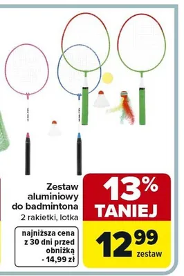 Zestaw aluminiowy do badmintona 2 rakietki, lotka promocja w Carrefour