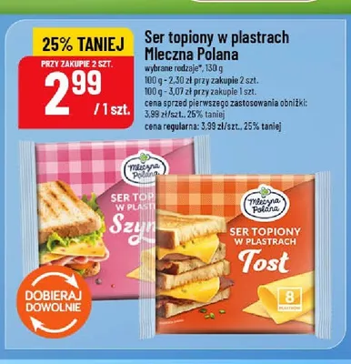 Ser topiony w plastrach Szynka Mleczna Polana promocja w POLOmarket