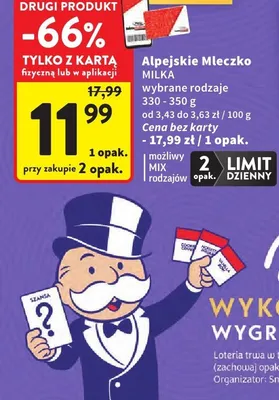 Ciastka Milka Alpejskie Mleczko o smaku waniliowym wybrane rodzaje promocja w Intermarche