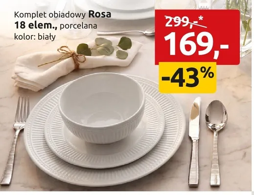 Komplet obiadowy Rosa 18 elem. porcelana biały promocja w Black Red White