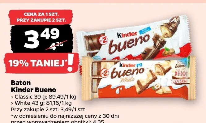 Baton Kinder Bueno Classic, White promocja w Netto