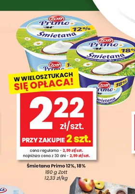 Śmietana Primo Zott 18% promocja w emma MARKET