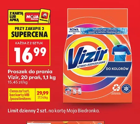 Proszek do prania Vizir do kolorów 20 prań promocja w Biedronka
