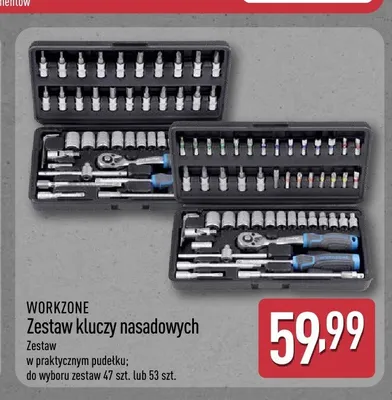 Zestaw kluczy nasadowych 47 sztuk WORKZONE promocja w Aldi