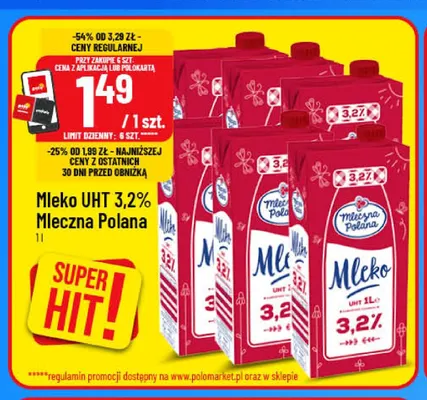 Mleko UHT Mleczna Polana 3,2% promocja w POLOmarket