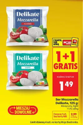 Ser Mozzarella Light 125g promocja w Biedronka