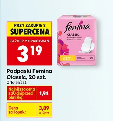 Podpaski Classic 20szt. promocja w Biedronka