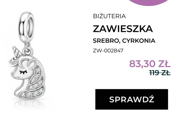 Zawieszka srebro cyrkonia Briju promocja w Briju