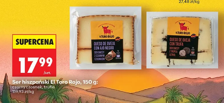 Ser hiszpański El Toro Rojo czarny czosnek promocja w Biedronka
