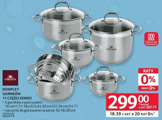 Komplet garnków 11 części Crescendo promocja w Selgros