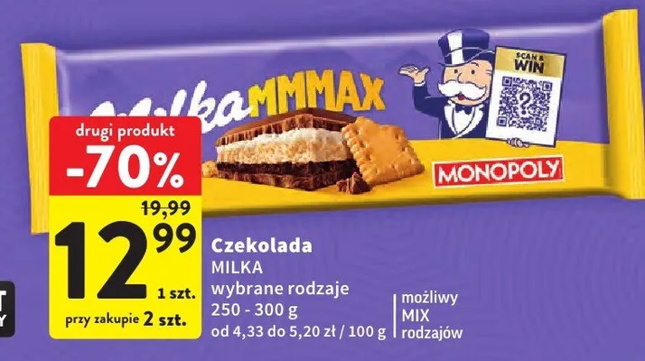 Czekolada Milka MilkaMMMAX wybrane rodzaje promocja w Intermarche