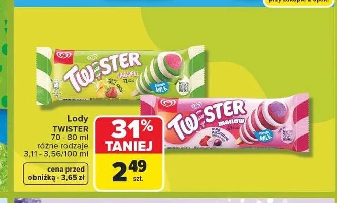 Lody Twister Pineapple promocja w Carrefour
