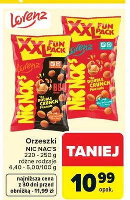 Orzeszki Nic Nac's Double Crunch Peanuts promocja w Carrefour