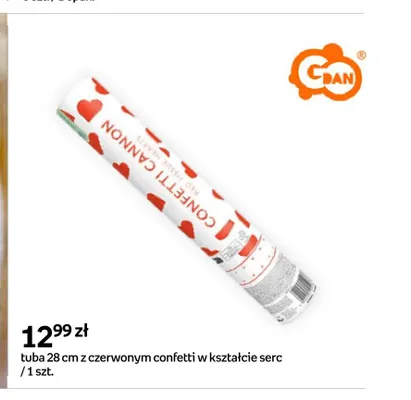Tuba z czerwonym confetti w kształcie serc GoDan 28 cm promocja w Empik